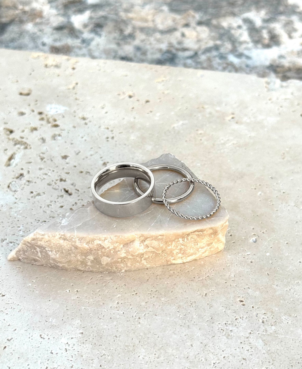 Adornia Tarnish Resistant Silver Ring Set In Silver