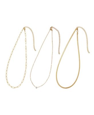 Tarnish Resistant Gold CZ Solitaire Pendant and Chain Necklace Set