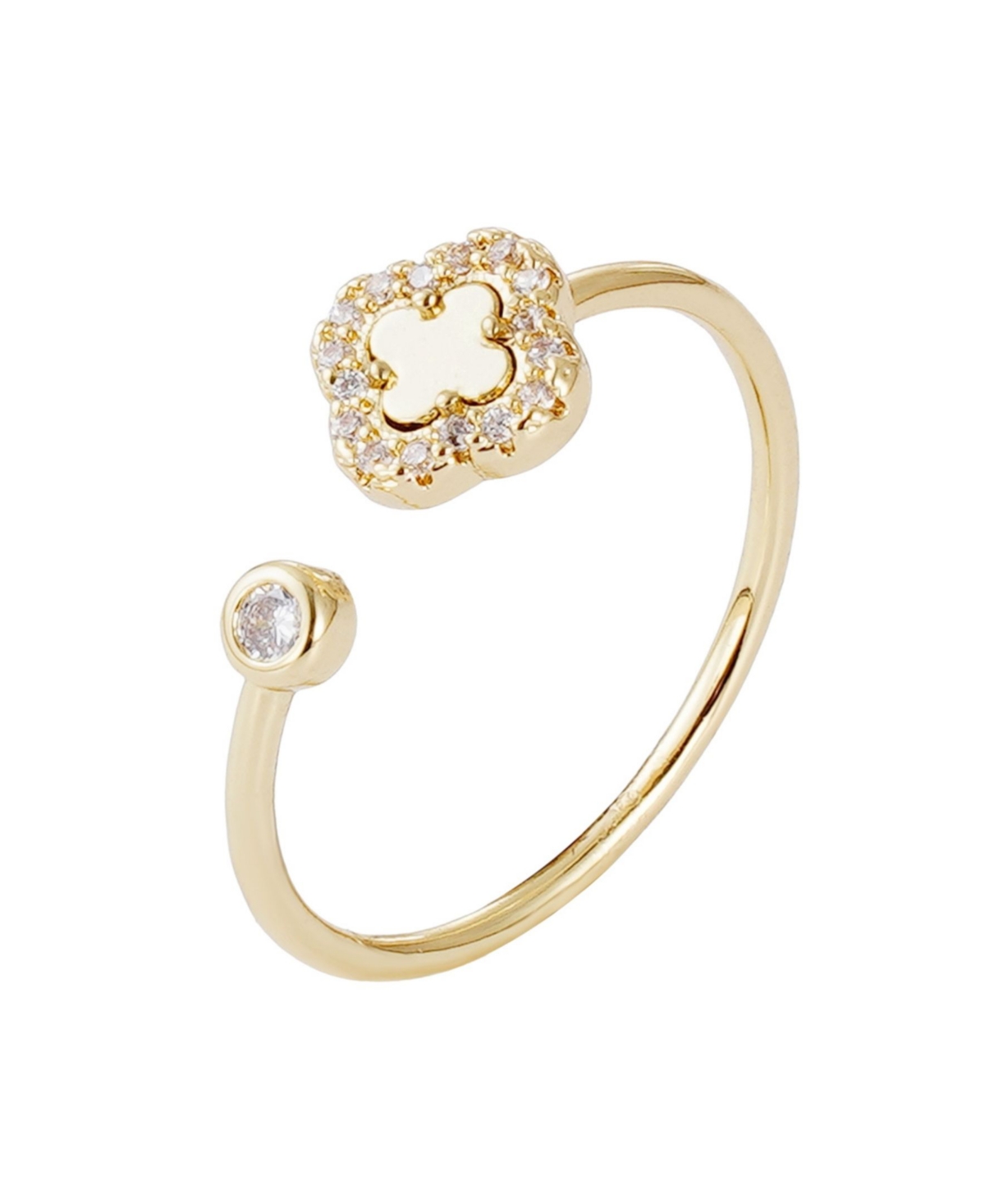 Adornia Gold Cz Open Band Clover Ring In Gold