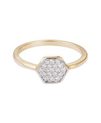 Gold CZ Mini Hexagon Ring