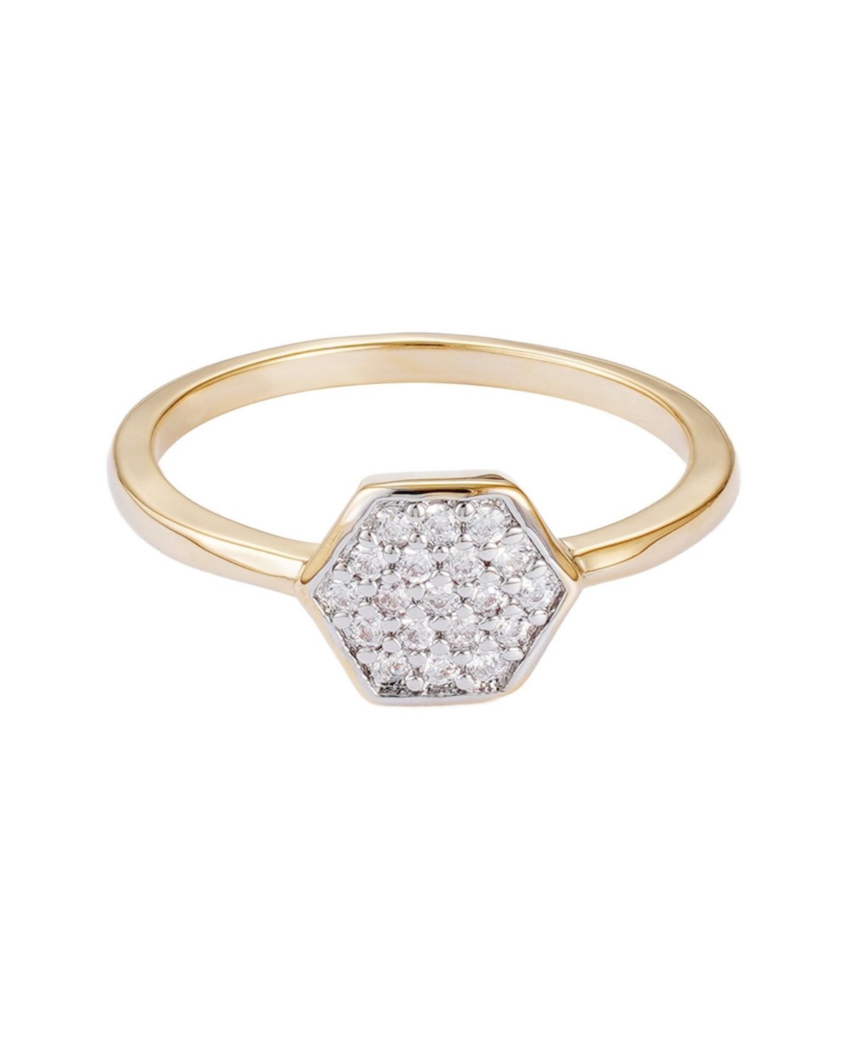 Adornia Gold Cz Mini Hexagon Ring In Gold