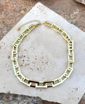 Gold Rectangle Paperclip Chain Necklace