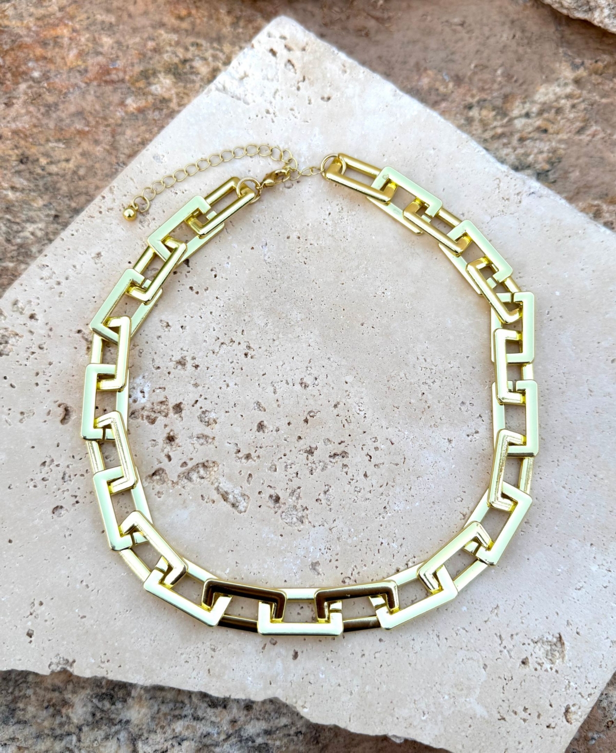 Adornia Gold Rectangle Paperclip Chain Necklace