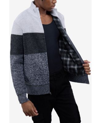 Men's Full Zip Mock Neck Sweater With Fleece Lining
