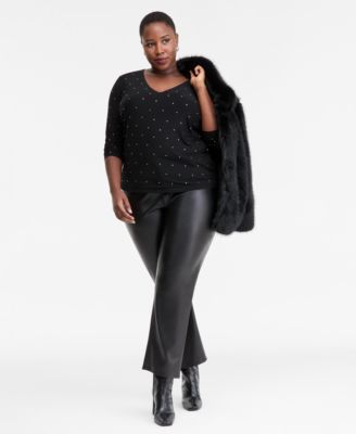 Plus Size Embellished V-Neck Top, Macy's Exclusive 