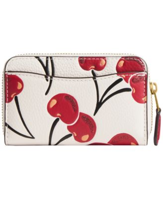 Boxed Essential Cherry Print Leather Zip Around Card Case