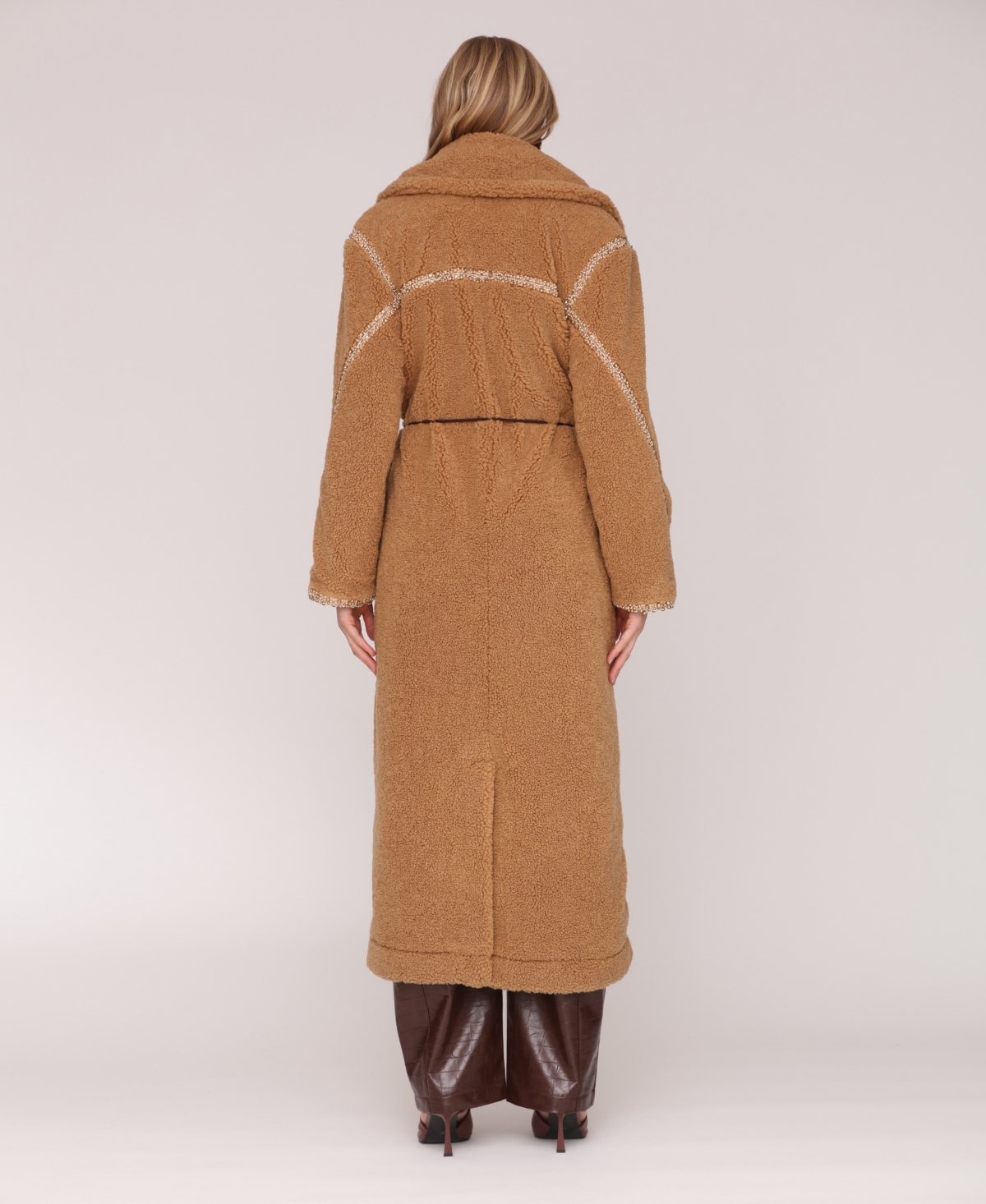Avec Les Filles Women's Long Sleeve Oversized Belted Coat In Brown