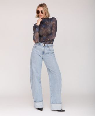 Women's Mesh Mock Neck Long Sleeve Top