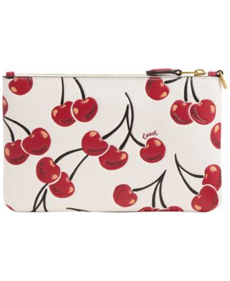 Boxed Essential Small Cherry Print Leather Wristlet