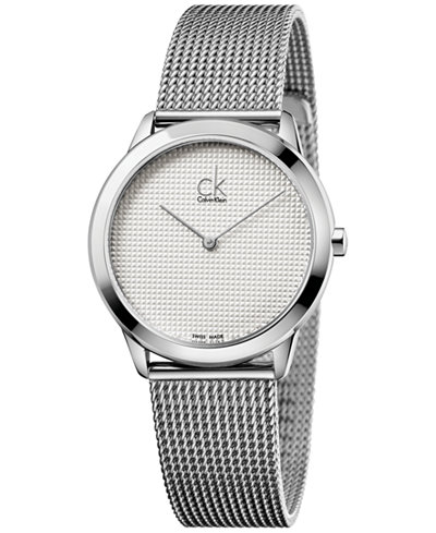 Calvin Klein Unisex Minimal Swiss Stainless Steel Mesh Bracelet Watch 35mm K3M2212Y