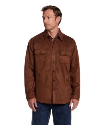 Men's Button Front Faux Suede Overshirt