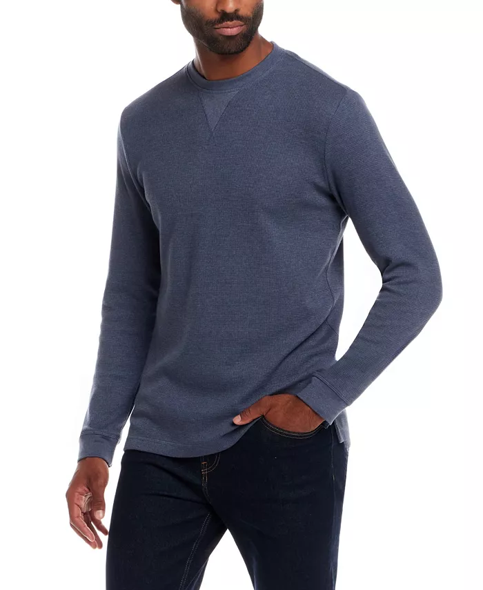 Men's Long Sleeve Textured Waffle Crewneck T-Shirt - thumbnail 6
