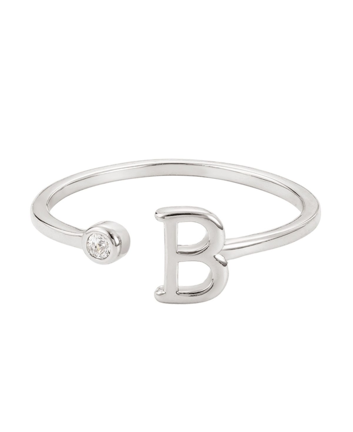 Adornia Silver Adjustable Cz Initial Ring In Silver