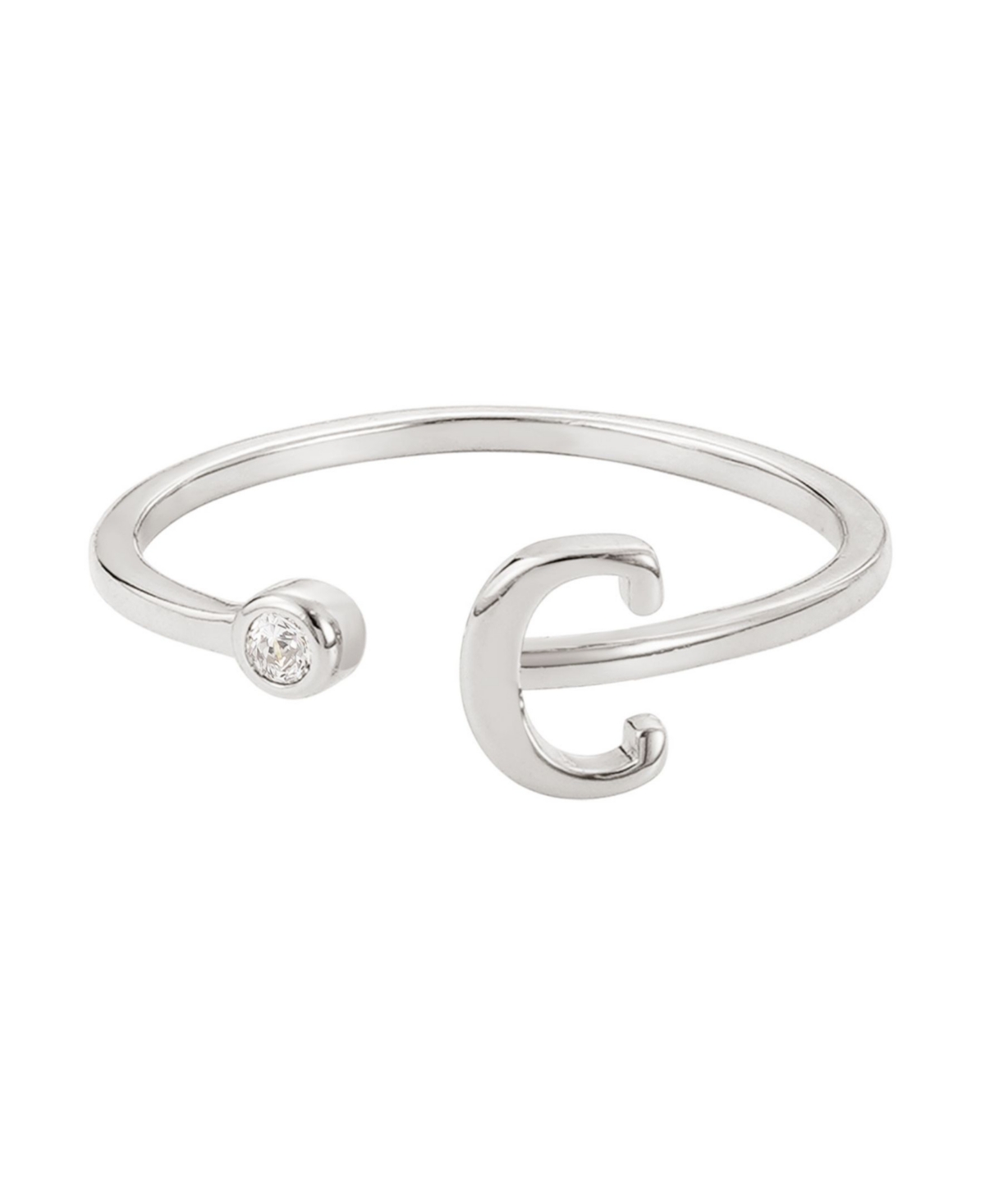 Adornia Silver Adjustable Cz Initial Ring In Silver
