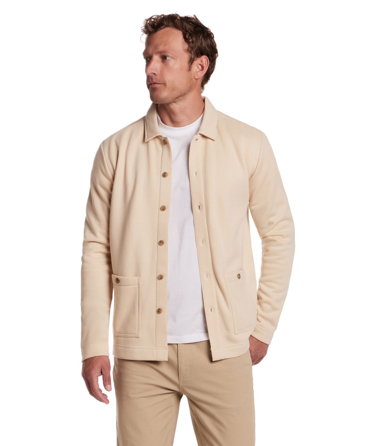 Мужская флисовая верхняя рубашка-жакет из гальки