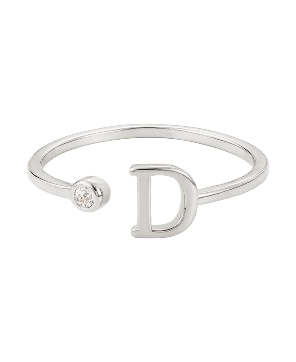 Adornia Silver Adjustable Cz Initial Ring In Silver