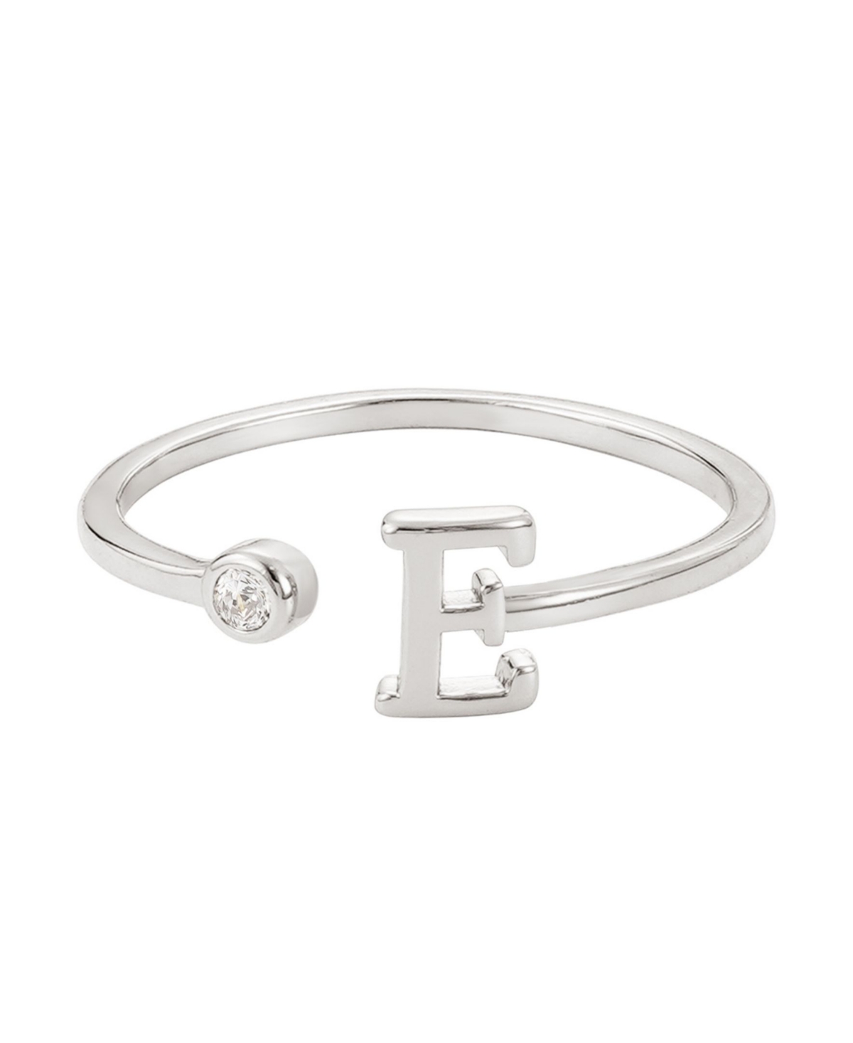 Adornia Silver Adjustable Cz Initial Ring In Silver