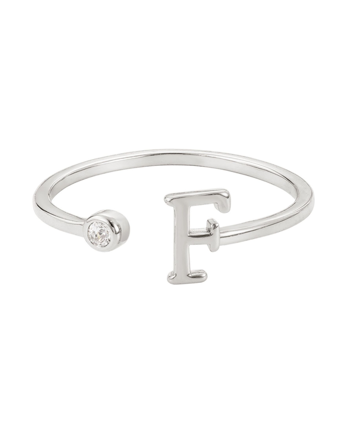 Adornia Silver Adjustable Cz Initial Ring In Silver