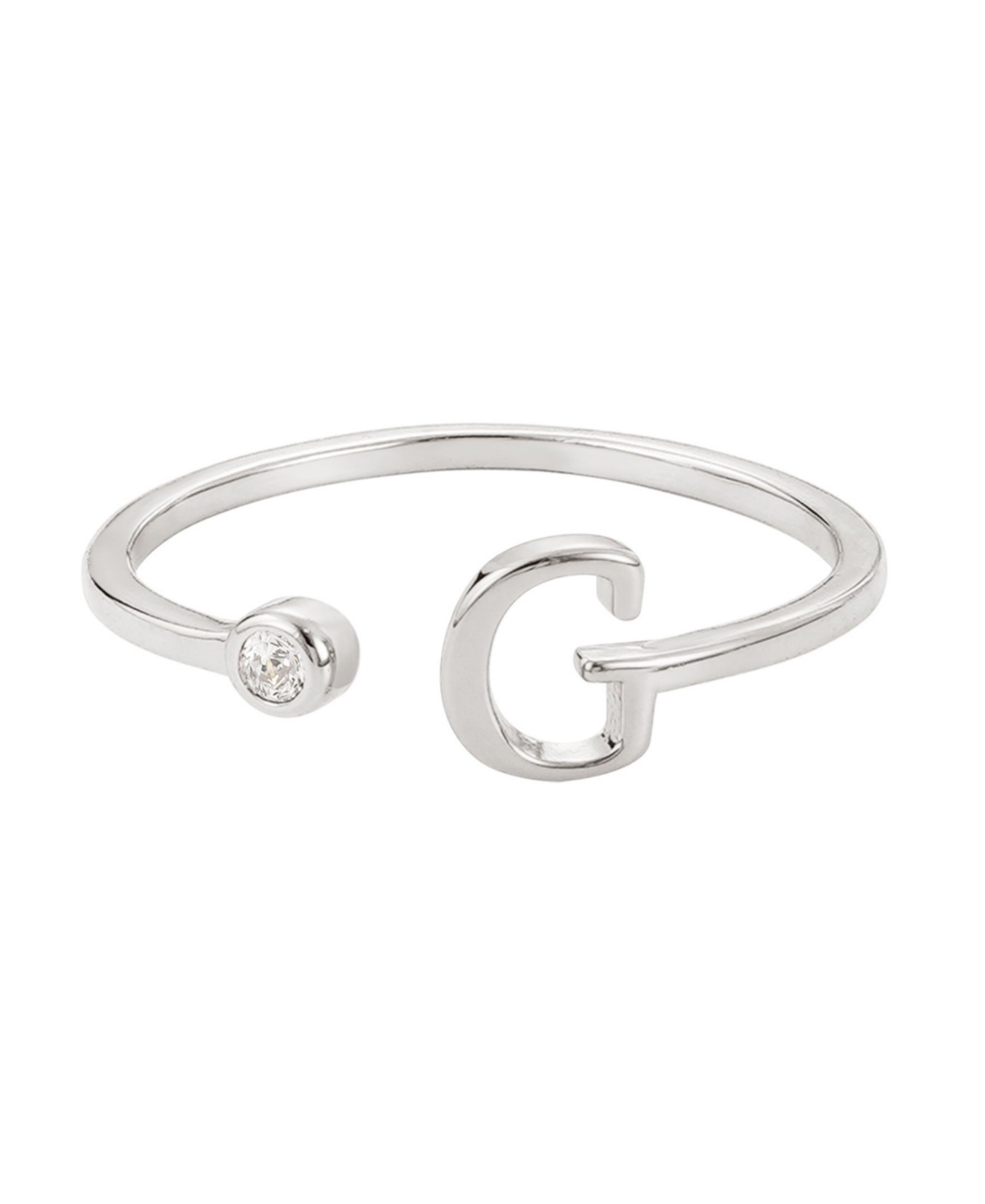 Adornia Silver Adjustable Cz Initial Ring In Silver