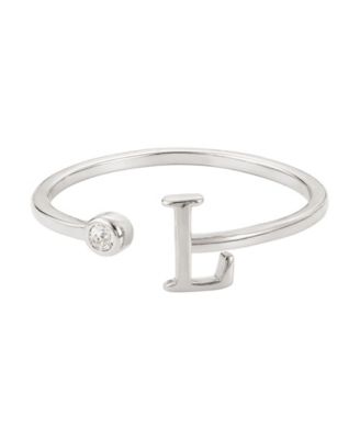 Silver Adjustable CZ Initial Ring