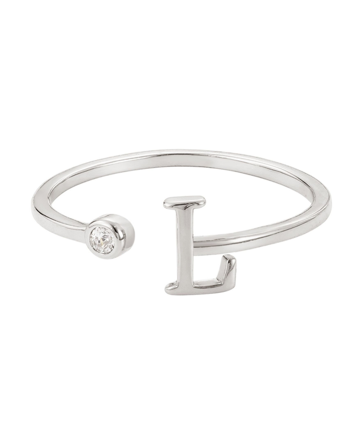 Adornia Silver Adjustable Cz Initial Ring In Silver