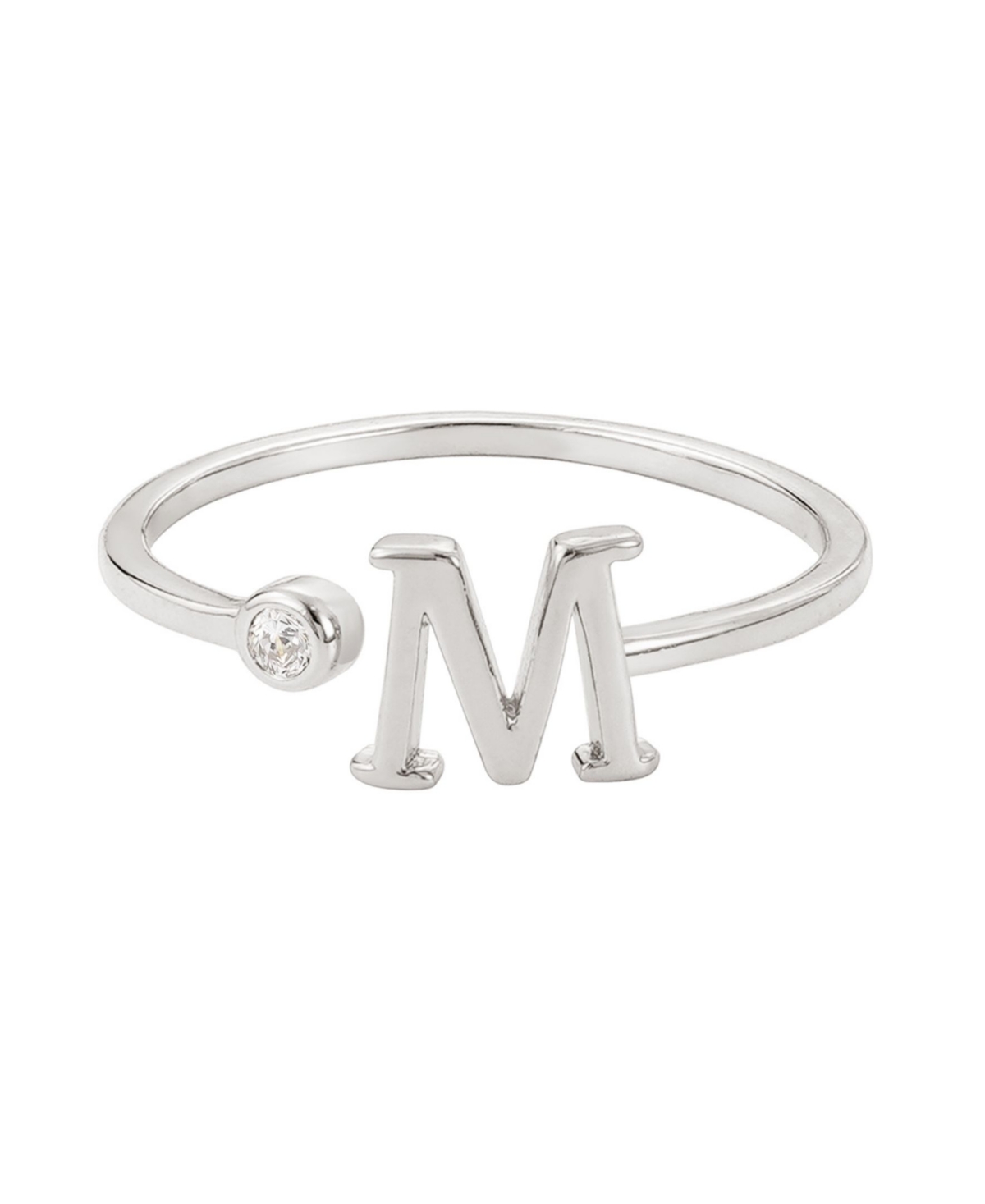 Adornia Silver Adjustable Cz Initial Ring In Metallic