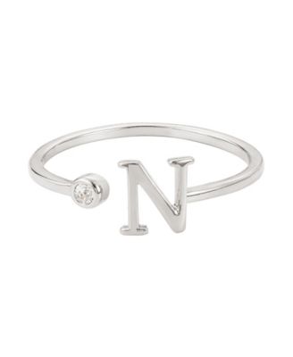 Adornia Silver Adjustable Cz Initial Ring - Silver-N 23$