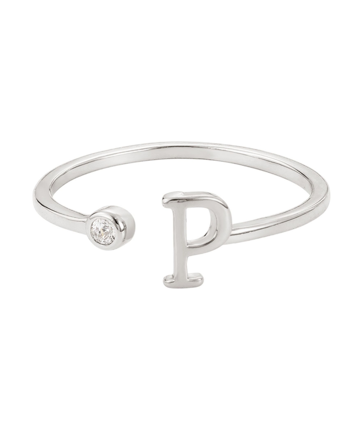 Adornia Silver Adjustable Cz Initial Ring In Silver