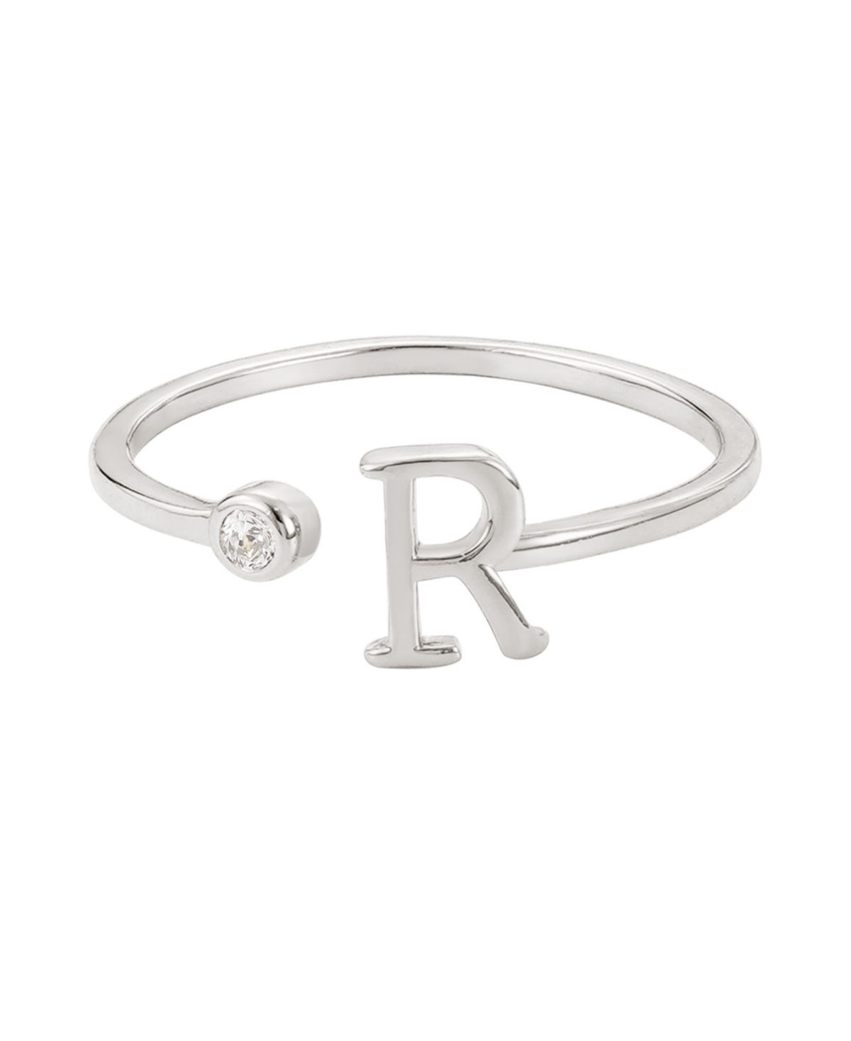 Adornia Silver Adjustable Cz Initial Ring In Silver