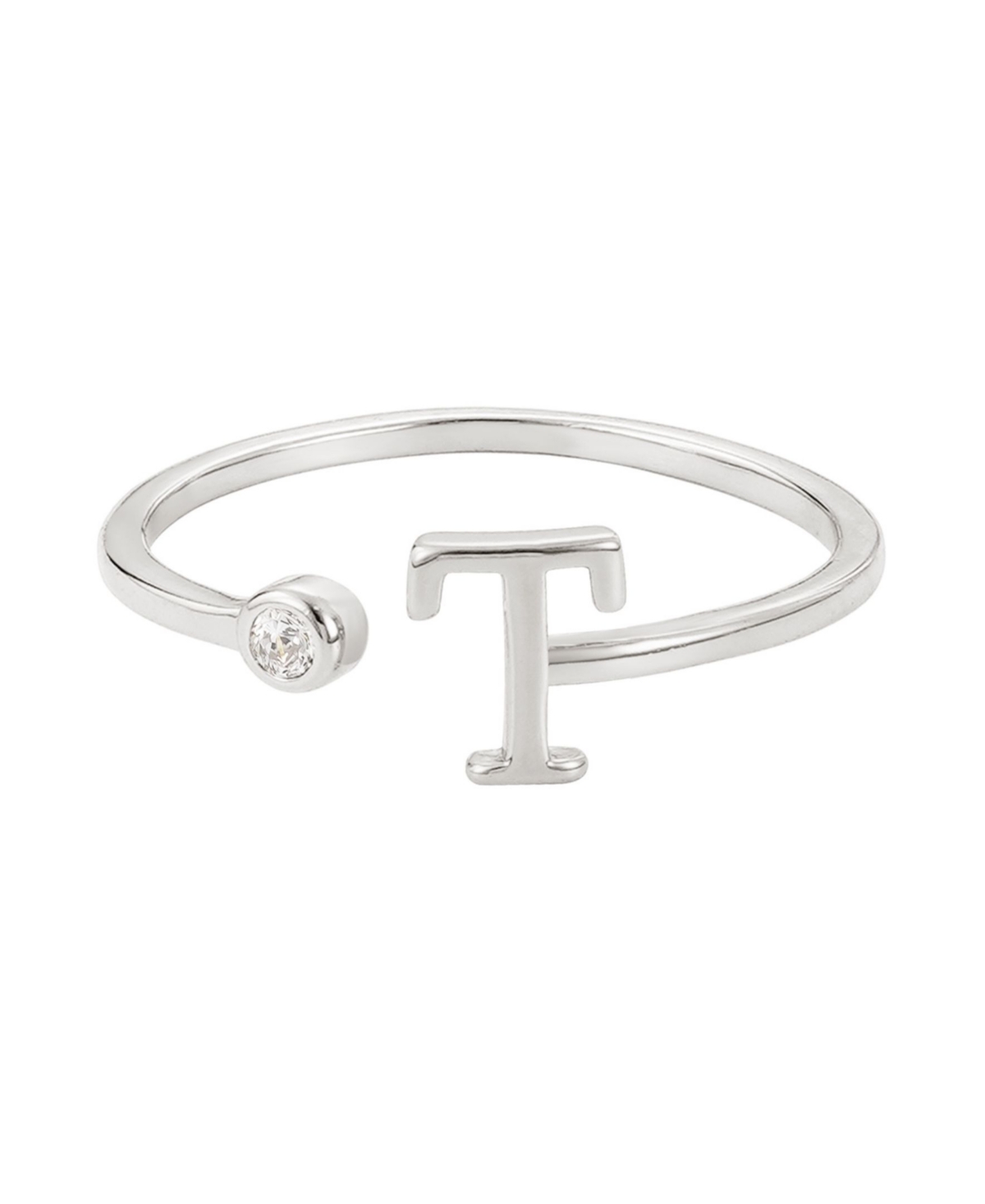 Adornia Silver Adjustable Cz Initial Ring In Silver
