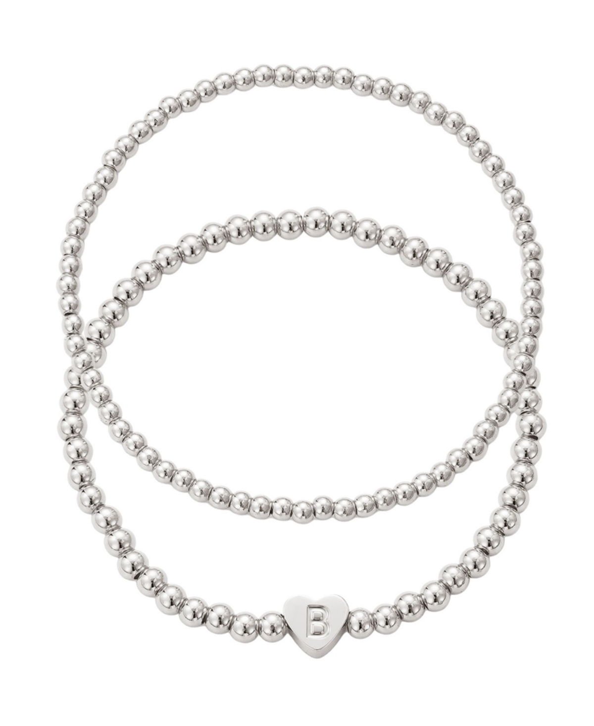Adornia Silver Ball Bead Initial Bracelet Set In Silver