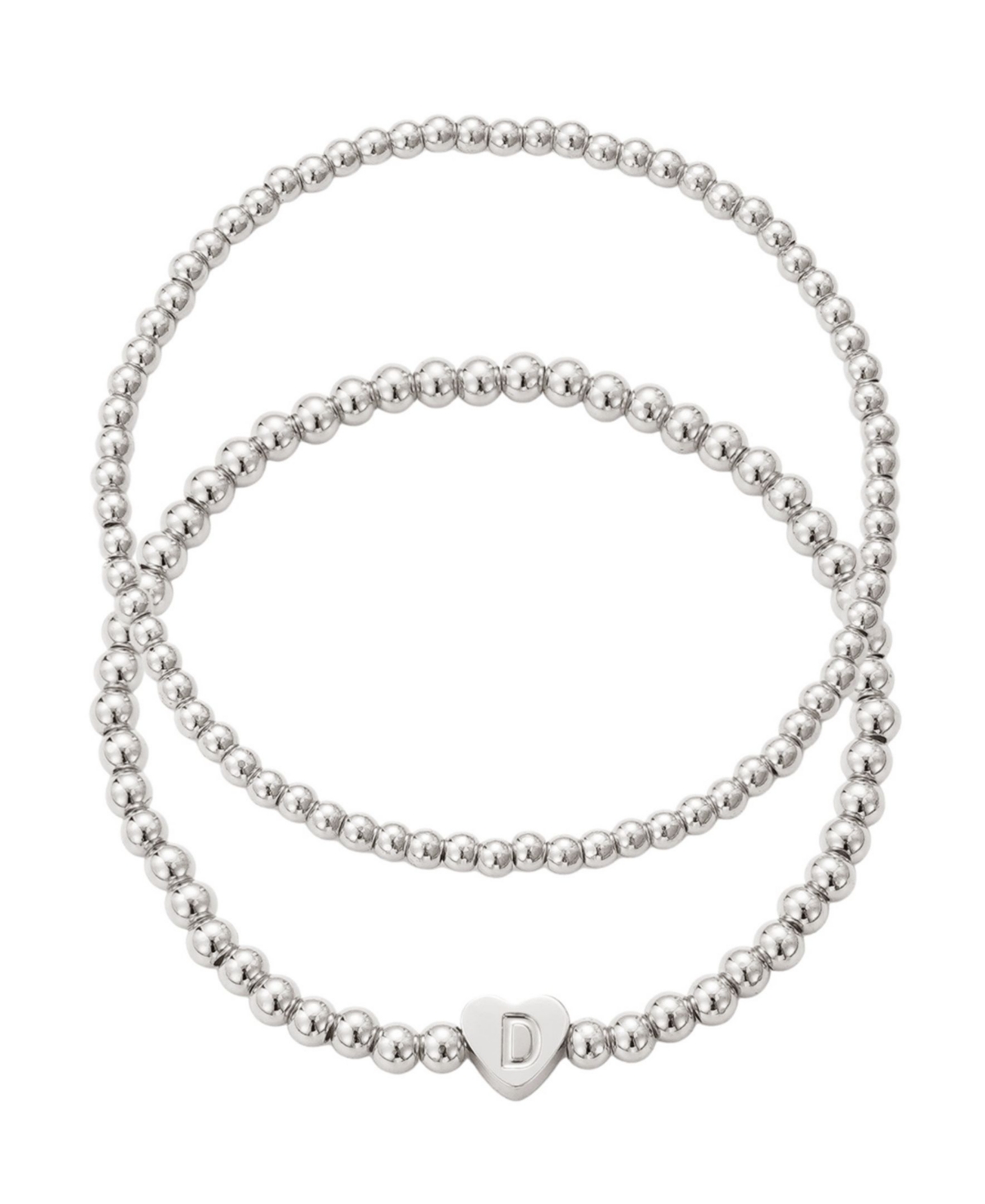 Adornia Silver Ball Bead Initial Bracelet Set In Silver