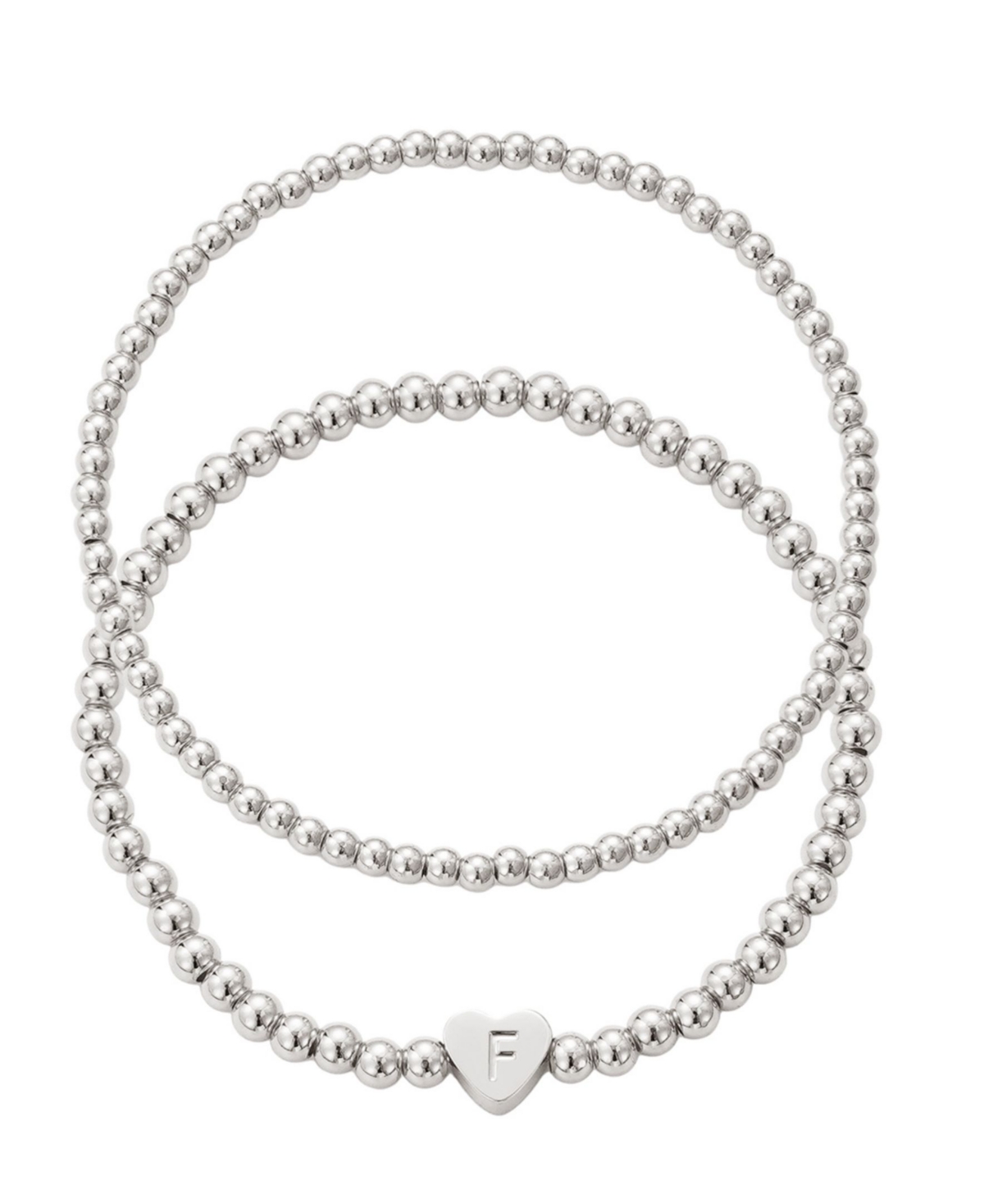 Adornia Silver Ball Bead Initial Bracelet Set In Metallic