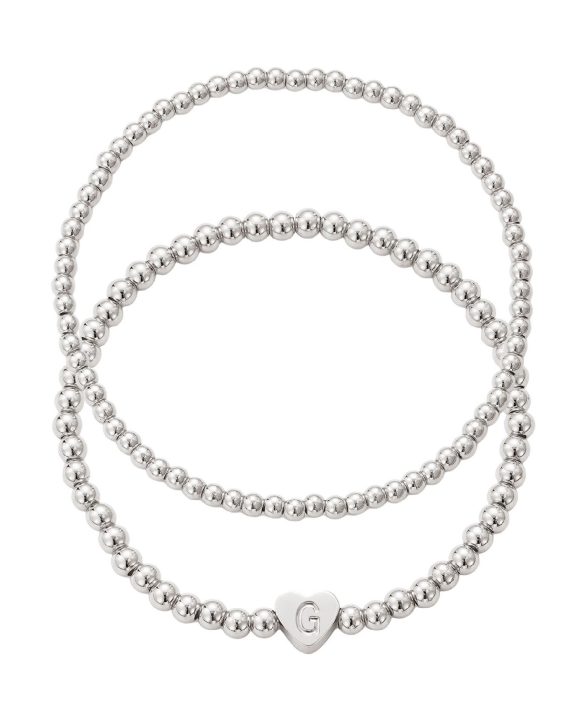 Adornia Silver Ball Bead Initial Bracelet Set In Multi