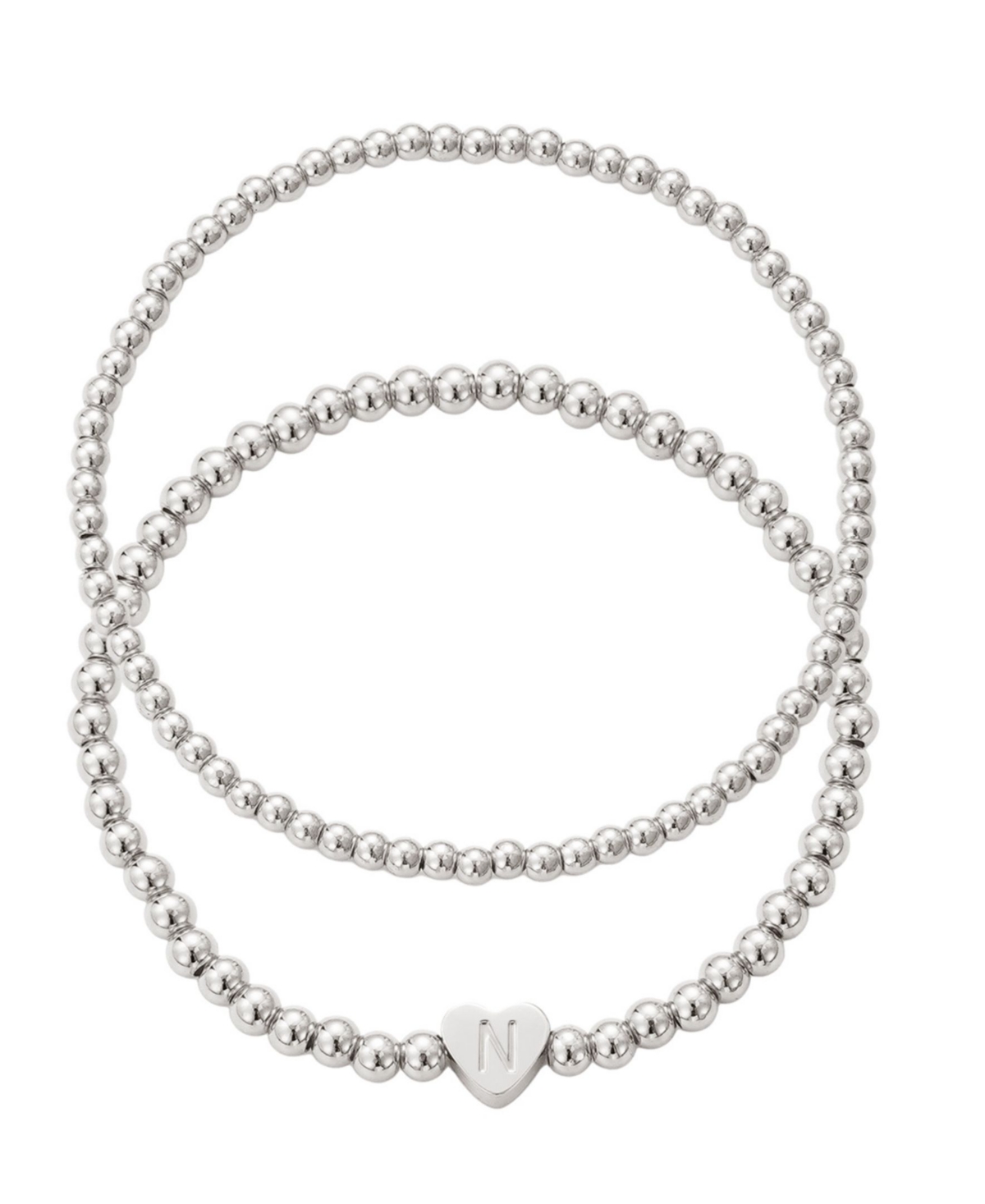 Adornia Silver Ball Bead Initial Bracelet Set In Silver
