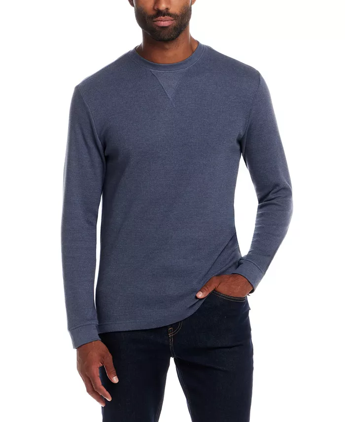 Men's Long Sleeve Textured Waffle Crewneck T-Shirt - thumbnail 5