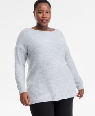 Plus Size Roving Sequin Boat-Neck Tunic Sweater, Macy's Exclusive 