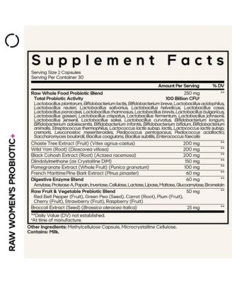 Raw Women's Probiotic Supplement, Raw Fruits Vegetables Prebiotics, Digestive Enzymes, 60 ct