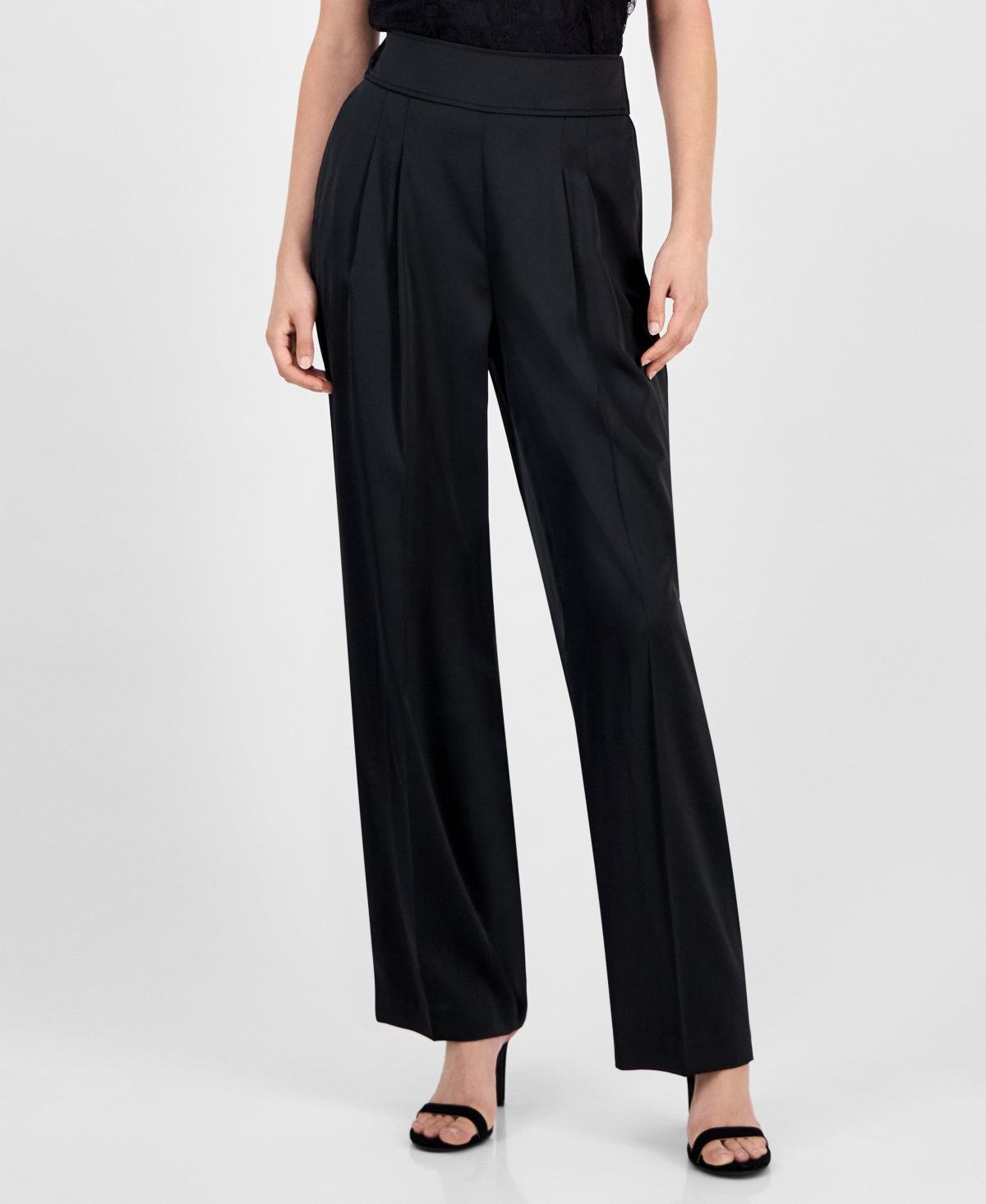 Anne Klein Women's Pull-On High-Rise Pleat-Front Pants