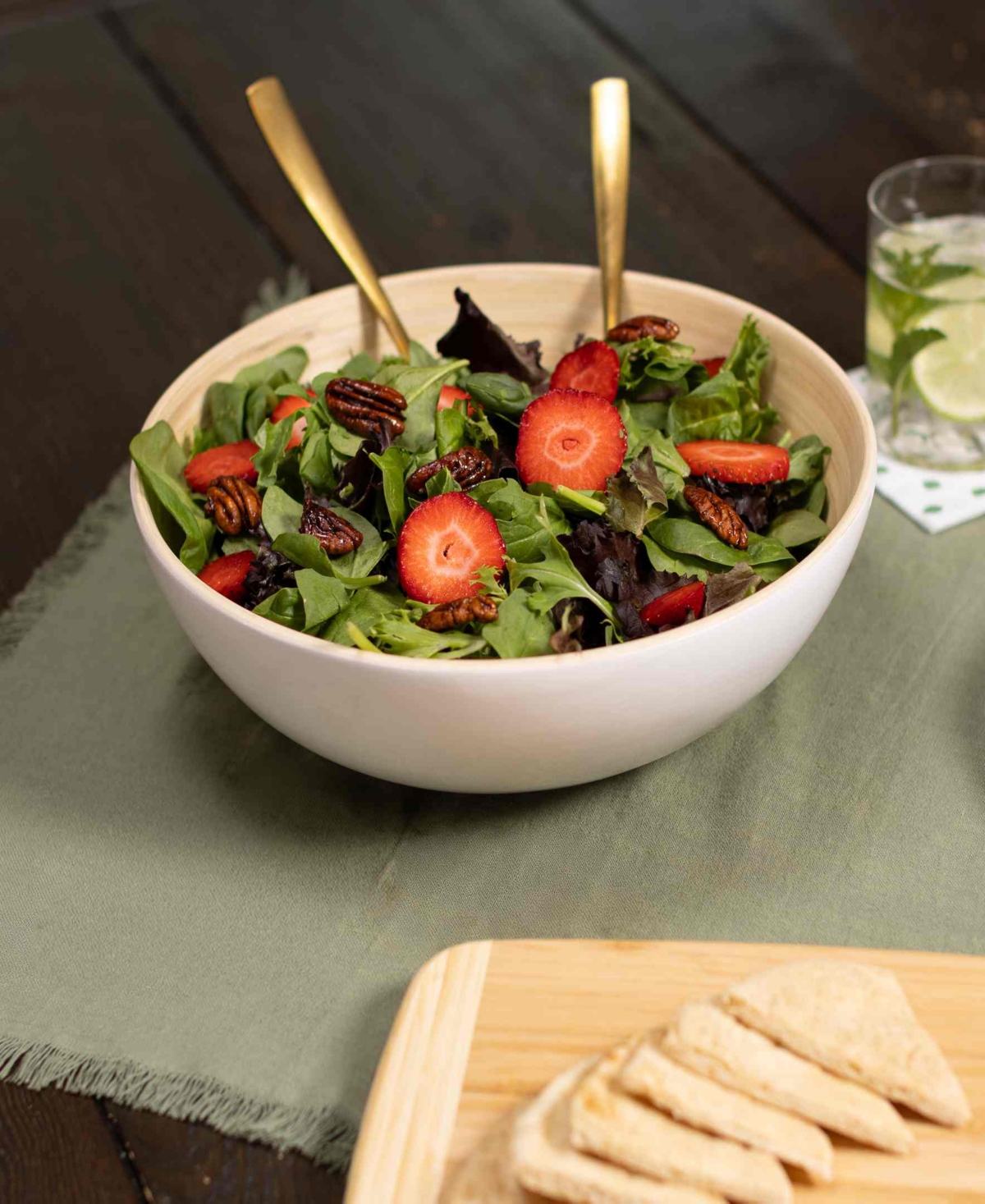 Joyce Chen Lexa Collection 12" Bamboo Salad Bowl In White
