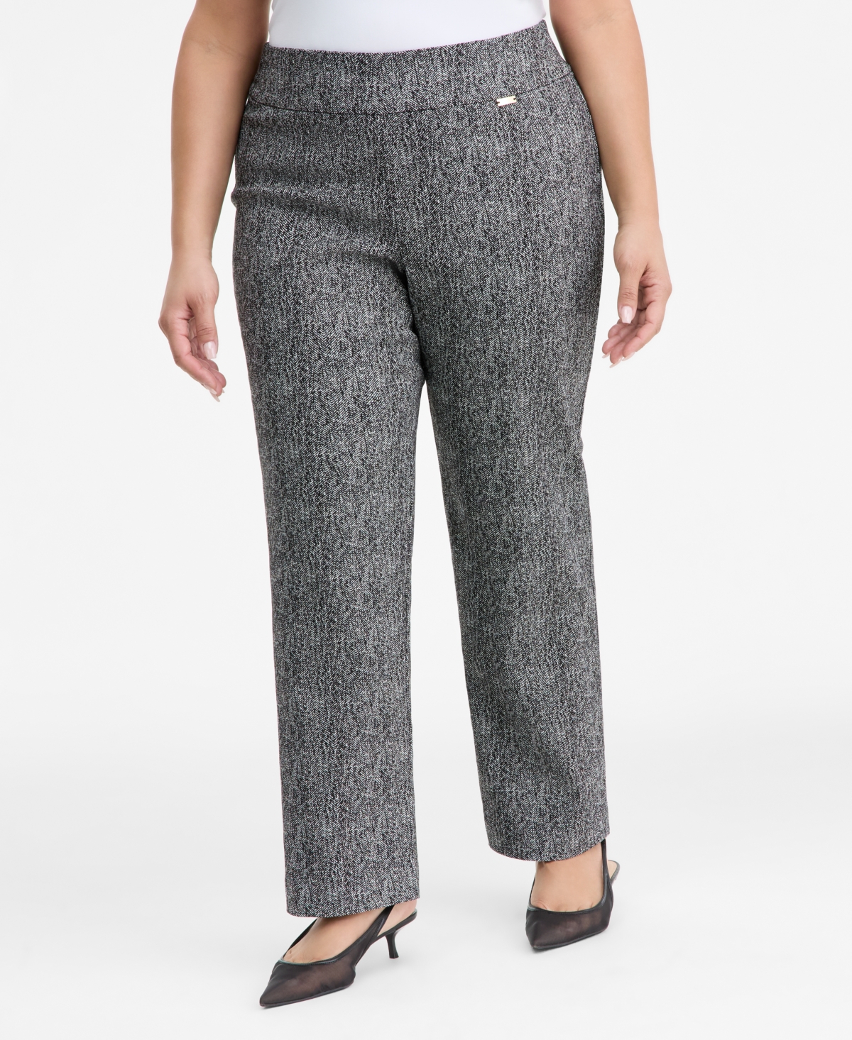 I.n.c. International Concepts Plus Mid-Rise Jacquard Pants, Macy's Exclusive