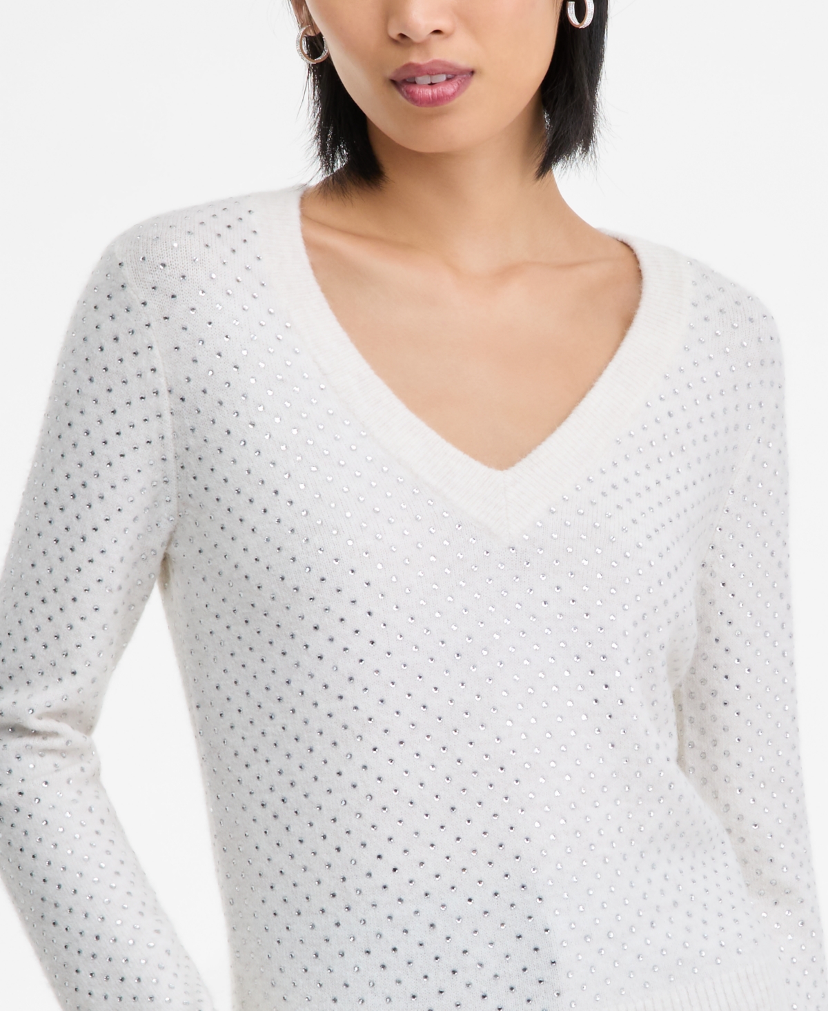 I.n.c. International Concepts Women's Rhinestone Embellished Sweater, Macy's Exclusive