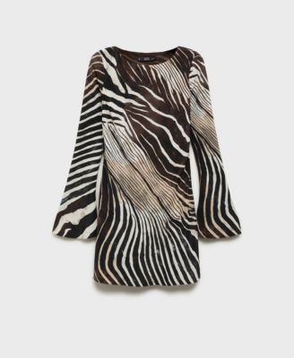 Women's Flared Sleeves Zebra Dress