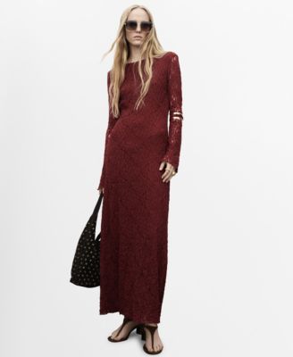 MANGO - Women's Bell Sleeves Lace Dress