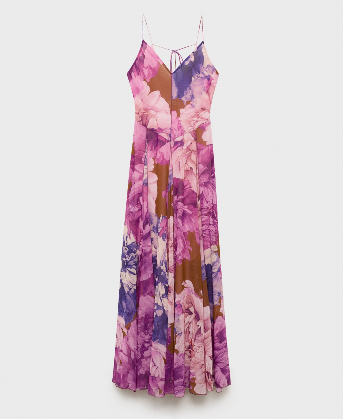 Mango Floral-print Flared Dress Purple In Pink