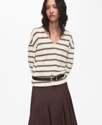 MANGO - Women's Striped Cotton-Blend Sweater