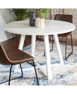 3-Pc Wood Varna Round Trestle Dining Table with 2 Chairs Dining Set