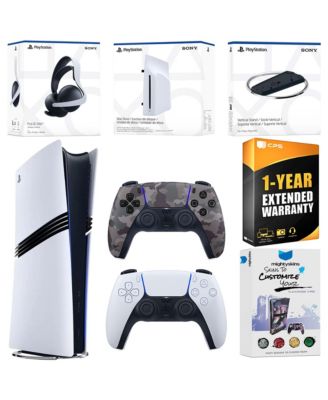 PlayStation 5 Pro Digital Bundle with Disc Drive, Extra Controller, Pulse Elite Wireless Gaming Headset, Vertical Stand, MightySkins Voucher and