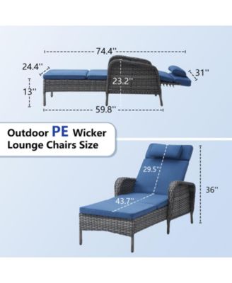 ArcLine PE Wicker Outdoor Chaise Lounge Recliner with Olefin Cushions