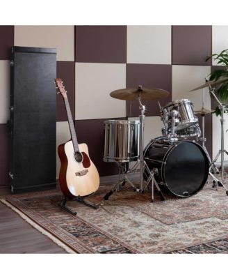 Universal Rectangular Electric Guitar Hard Case w/ Folding Guitar Floor Stand